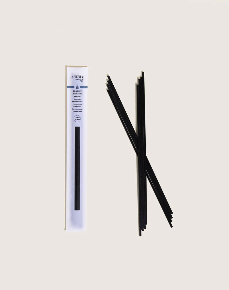 Pack of 8 synthetic black sticks 24cm